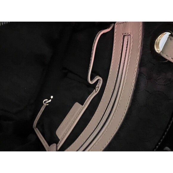 Michael Kors Collection Womens Tote Bag Black Patent Tan Dual Handle Monogram L - Picture 6 of 7